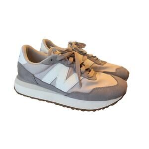 New Balance 237 Shoes Womens 8 Gray White Running Athletic Suede WS237NM
